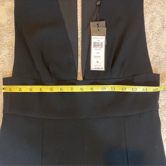 NWT BCBG Black Deep V-Neck Midi Dress - Picture 7 of 7